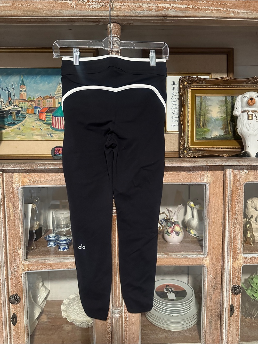 ALO Yoga Black Joggers with White Side Stripes